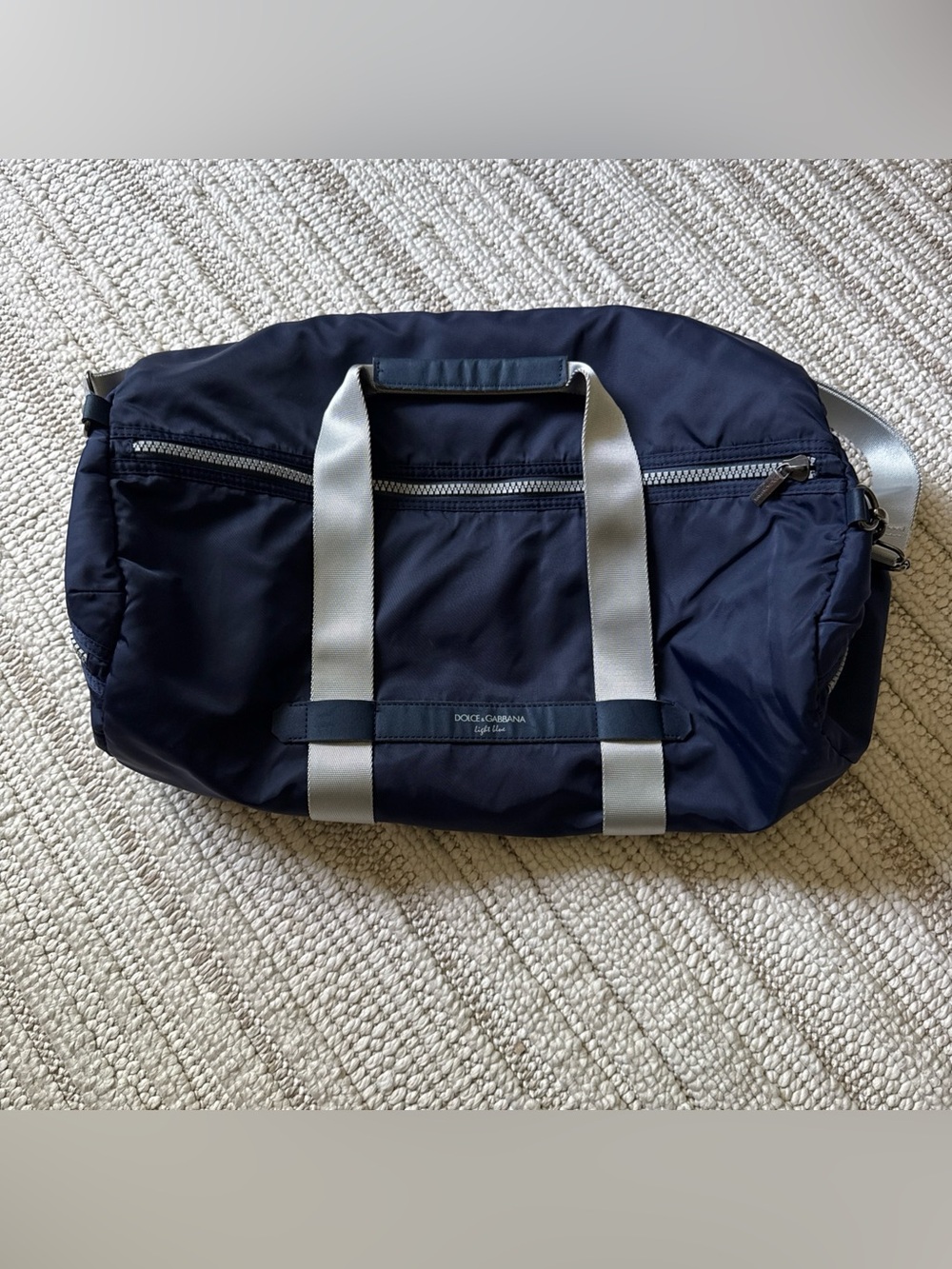 Dolce & Gabbana Navy Blue Medium Sz Heavy Nylon Duffle Bag Large Zipper